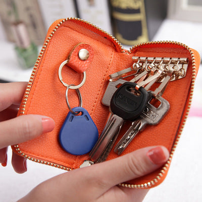 Leather men's card holder car key case