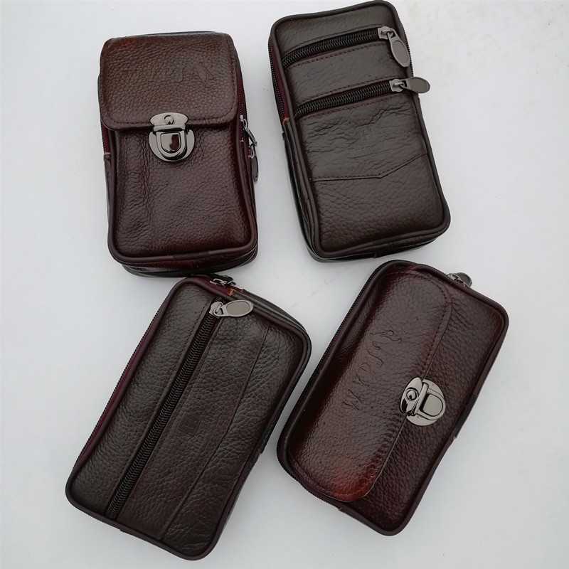 Leather Phone Bag Men's Wear Belt Waist Bag Multifunctional