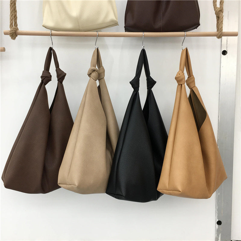 Large Capacity Soft Leather Versatile Handbag Simple Shoulder Tote Bag