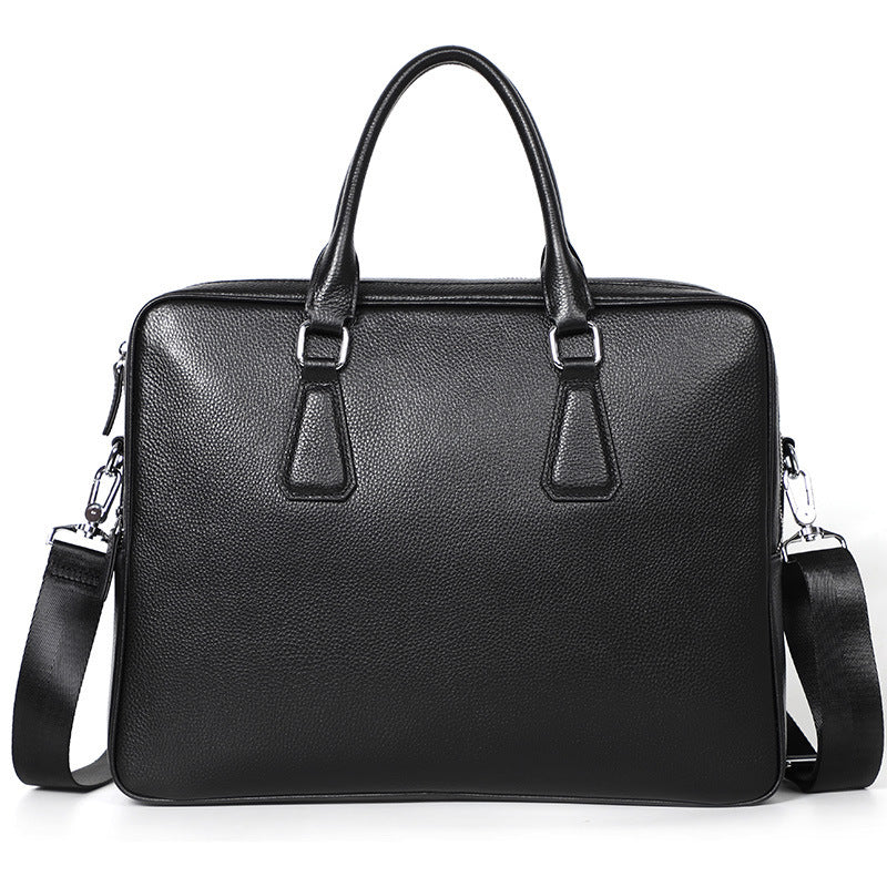 Handbag Men's Leather Briefcase Cowhide Horizontal Large Capacity