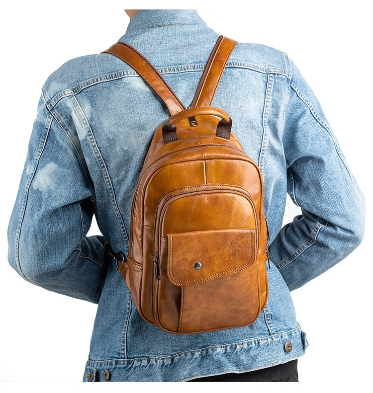 Travel Multifunctional Men's First Layer Cowhide Bag