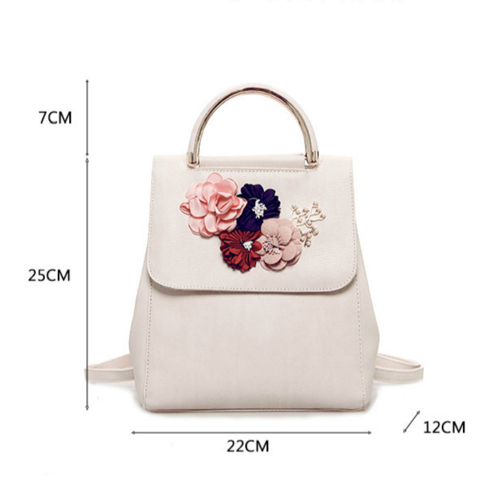 New Fashion Flower Female Backpack Women Preppy Style School Bag For Teenagers High Quality Leather Ladies' Travel Backpack