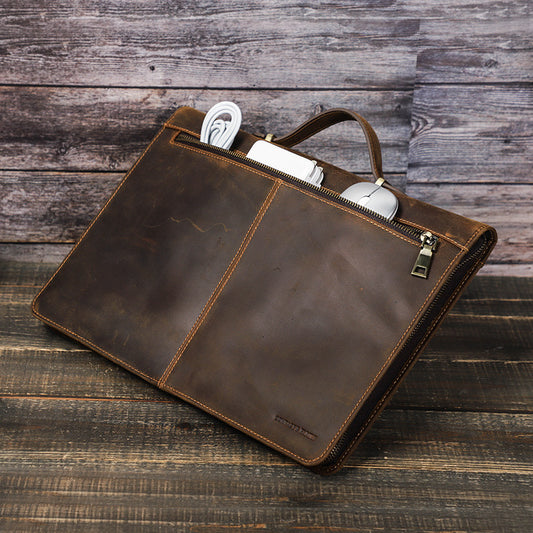 14.2-inch Genuine Leather Protective Case Laptop Handbag