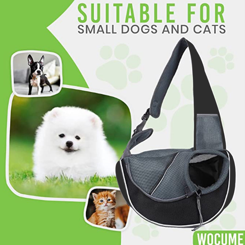 Pet Dog Sling Carrier Large Pocket Adjust Strap Anti-Falling Design Breathable Mesh Travel Safe Sling Bag Carrier for Dogs Cats