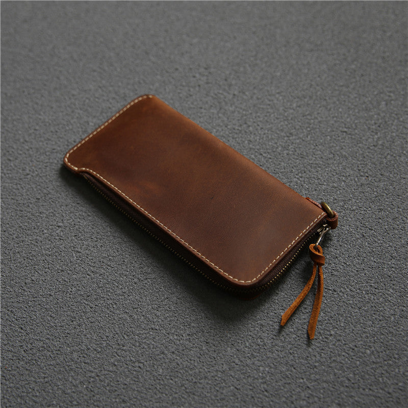 Wallet Top Layer Leather Belt Zipper Wallet