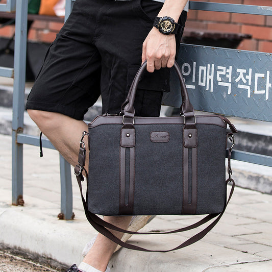 Canvas Shoulder Messenger Bag Men's Business Handheld Briefcase